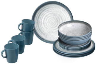 Brunner Geschirrset Melamin Tuscany 16-Tlg. Creme/Blau