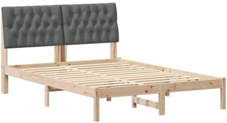 vidaXL Bettrahmen Dunkelgrau 140 x 190 cm Massives Kiefernholz 878825