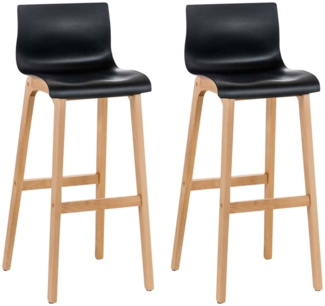 CLP 2er Set Barhocker Hover Natura Kunststoffsitz und Holzgestell,schwarz