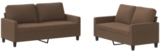 vidaXL 2-tlg. Sofagarnitur mit Kissen Braun Stoff 3201447