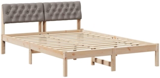 vidaXL Bettgestell Braun und Taupe 135 x 190 cm Massivholz Kiefer 878622