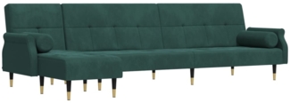 vidaXL Schlafsofa in L-Form Dunkelgrün 271x140x70 cm Samt 3157223