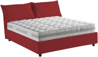 Dmora Doppelbett Arden, Bettkasten aus Stoff, Öffnung vorne, inklusive Matratze 140x190 cm, 100 % Made in Italy, Rot
