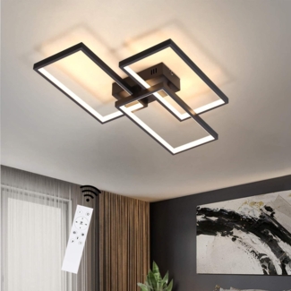 ZMH 63W LED-Deckenleuchte, dimmbar mit Fernbedienung, modernes Design, schwarzes Metall, für Schlafzimmer, Esszimmer, Wohnzimmer, Büro
