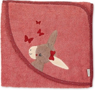 Sterntaler® Badetücher Kapuzenbadetuch 100 x 100 cm Emmily, 100 % Baumwolle (1-St), Handtuch zum Baden - Badetuch 100x100 Esel Emmily in Hellrot - Handtuch aus weichem Frottee in Hellrot mit Schmetterlingen - Handtuch Kinder mit appliziertem Stickmotiv...