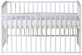 Schardt - Baby Beistellbett Micky mit Rollen - weiß - 60x120 cm - aus massivem Buchenholz - Stufenlos Höhenverstellbar - inkl. Umbauseiten und Sicherheitsgurt