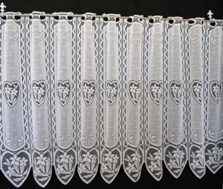 Gardinen Kranzusch Scheibengardine nach Maß Enzian im Herz, Stangendurchzug (1 St), transparent, Stablöcher,transparent,verschiedene Höhen, Breiten