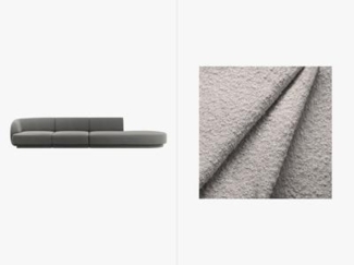Micadoni Sofa Miley 4-Sitzer Rechts Boucle Hellgrau Kunststoff schwarz
