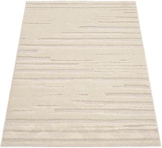 Paco Home Hochflor-Teppich Genua 742, rechteckig, Höhe: 34 mm, Uni-Farben, Hoch-Tief Effekt, gestreift, modernes Design, Flor