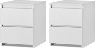Ofcasa Nachtkommode 2 Schubladen-Nachtschrank (2 Nachtkonsolen), 40x34x46cm Beistelltisch, Sofatisch für Wohnzimmer