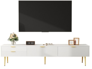 OKWISH Lowboard mit Wellenmuster-Design (Fernsehtisch,TV-Board,TV-Ständer, 1 St, 2 Schubladen und 2 Klapptüren), mit wunderschöne Linienmuster, Kabellöchern für Geräte