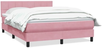 vidaXL Boxspringbett mit Matratze Rosa 140x210 cm Samt 3316214