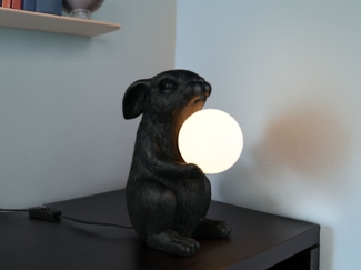 Besondere Tischleuchte RABBIT Hasenlampe Schwarz, Höhe 28cm
