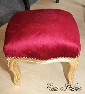 Casa Padrino Barock Fußhocker Bordeaux Rot / Gold - Antik Stil Möbel - Hocker