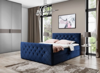 Boxspringbett Schlafzimmerbett EIVOR 120x220cm Stoff Magic Velvet Dunkelblau