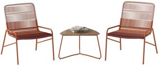 3 TLG. Gartenmöbel Set Rattan Balkonmöbel mit 2 Stühlen & Tisch Garten Sitzgruppe Gartengarnitur