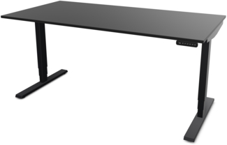 ASSMANN Elektrisch höhenverstellbarer Schreibtisch Y-Line 160x70 cm Schwarz Schwarz Metall Holz Melaminoberfläche