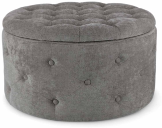 Pouf Ernestine aus Stoff, Grau, 70x70x40 cm