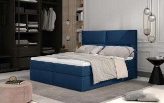 Boxspringbett HAZEL 160x200 cm Stoff Monolith Blau