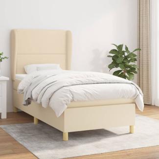 Boxspringbett mit Matratze Stoff Creme 90x200 cm, Härtegrad: H2 [3128418]