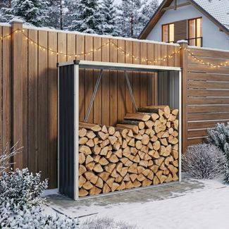 Feuerholzregal Kalmar 158x47x152cm aus Stahl Anthrazit [casa. pro]