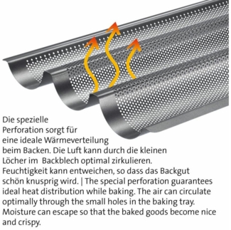 WESTMARK Brotbackform Baguette Backform, Für 3 Baguettes, Länge: je 38,5 cm