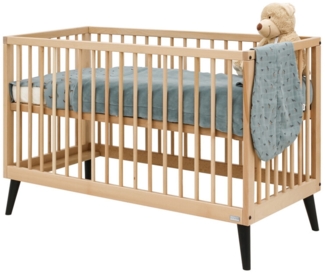 Bopita Fay Bett 60x120 cm – Natur/Mattschwarz Na - Material: massiv Buchenholz