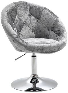 SVITA Havanna Premium Stuhl Lounge Clubsessel Drehsessel Samt-Optik glänzend Retro Silber Bar-Stuhl Schalenstuhl