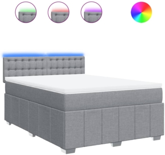 vidaXL Boxspringbett mit Matratze Hellgrau 140x190 cm Stoff 3289377