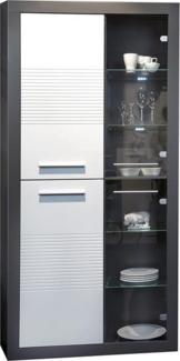 Vitrine KOLIBRI grau MDF weiß Hochglanz mit LED