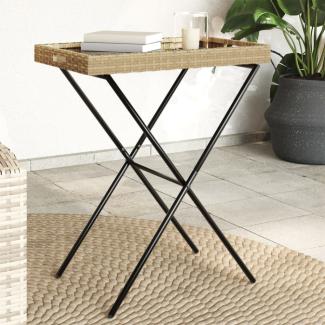 vidaXL Tabletttisch Klappbar Beige 65x40x75 cm Poly Rattan 365130