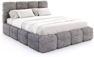 FDM Polsterbett CLOUDY Bettgestell Bett 140x200, 160x200, 180x200 cm Bestseller (verfügbar 140x200 160x200 180x200 cm, Bettrahmen, Bett, mit großen gepolsterten Kopfteil, mit Bettkasten zum aufklappen), Hebbarer Metallrahmen, Bettkasten, ohne Matratze