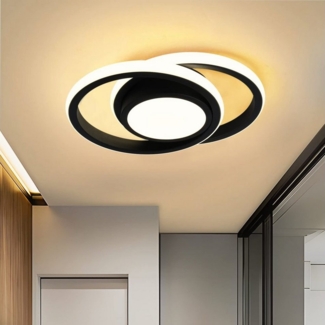 JDONG LED Deckenleuchte 30/32CM Schwarz 24W Natürliches Weiß 4000K Runde / Ekig, LED fest integriert, Tageslichtweiß, Für Schlafzimmer, Küche, Flur, Gang, Restaurant Durchmesser 30CM