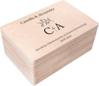 Creative Deco Holzkiste Geschenk zur Hochzeit, Erinnerungsbox Natur 30 x 20 x 14 cm