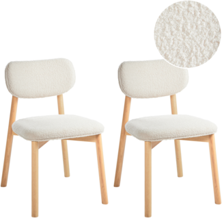 Esszimmerstuhl 2er Set MILLS Bouclé Hellbeige