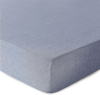 Urbanara Spannbettlaken Bettlaken Tolosa 90 x 200 cm Jeansblau, Leinen, Gummizug: Ja, (1 Stück), Betttuch aus Halbleinen, Chambray-Stoff, Atmungsaktiv & Langlebig
