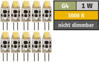 LED-Stiftsockellampe McShine ''Silicia COB'', G4, 1W, 110lm, warmweiß, 10er-Pack