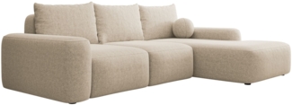 Selsey 'Carnos' Ecksofa mit Schlaffunktion, Ballkissen, Chenillebezug, Beige, rechtsseitig