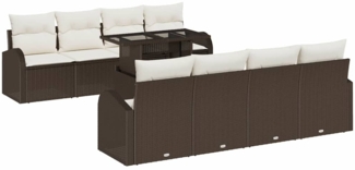 vidaXL Garten-Sofa-Set 9 pcs Braun 100 x 55 x 73 cm Poly Rattan 3357341
