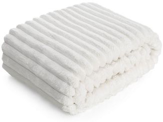 Wohndecke SOFT Design91 Streifen Steppung Gestreifte Decke Gesteppte Sofadecke 70x160 cm weiß