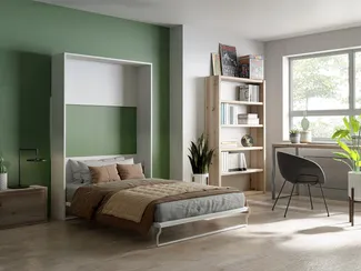 Vente-unique - MALINA Bett Holz, Platte Weiß - B 214 cm40 cm x H 208,5 cm x L 154 cm