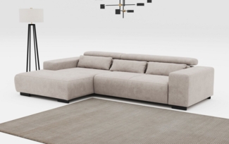 COTTA Ecksofa Side L-Form, mit Kopfteilverstellung & 3 Nierenkissen, optional motorische Sitztiefenverstellung