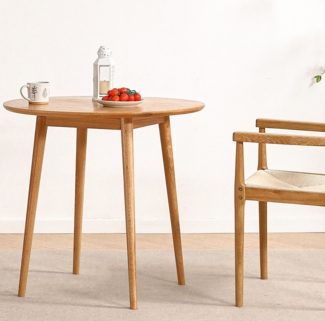 LIM HOME Esstisch SWT001 (Packung, 1-St), Eichenholz-Tischbeine und Eichefurnier Esstischplatte Rund, Ø 80 cm