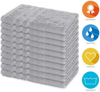 Lavea Gästehandtücher 30x50 cm, 10er Set Gästehandtuch, Elena-Frottee Handtuch, Gästetuch, (Set, 10-St), 500 g/m² Frottier, weich & saugstark, pflegeleicht