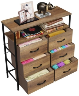 HOMECHO Kommode, Aufbewahrungsschrank mit 6 Stoffschubladen, Metallgestell