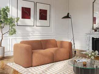 Vente-unique - Sofa 3-Sitzer aus fein geripptem Cord – Terrakotta – POGNI von Maison Céphy