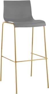 CLP Barhocker Hover stapelbar Kunststoffsitz Vierfußgestell Goldoptik bis 150 kg,grau