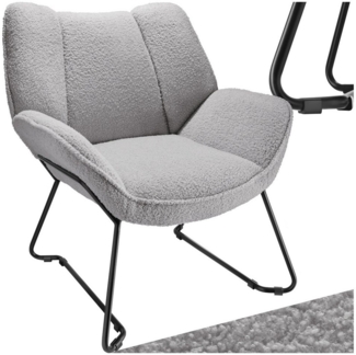 tectake Esszimmerstuhl Sessel Kjeld Bouclé, gepolstert, Belastbarkeit 120 kg (Set, 1 St), Dicke Polsterung mit hochdichter Schaumstofffüllung