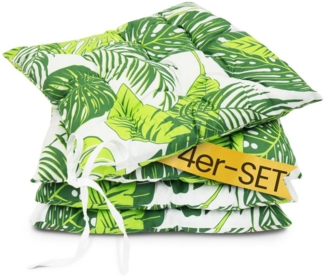 Amilian Stuhlkissen 40x40 mit Bändern - 4er Set Sitzkissen - Outdoor Indoor - Sitzauflage, waschbar