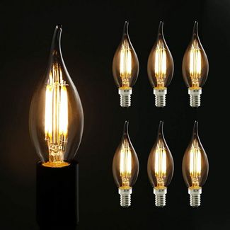 ZMH LED-Leuchtmittel 6X Glühbirne E14 4W Retro Dekorative Kerzenbirne C35L Warmweiß Antike, E14, 6 St, 3000k, Nicht Dimmbar